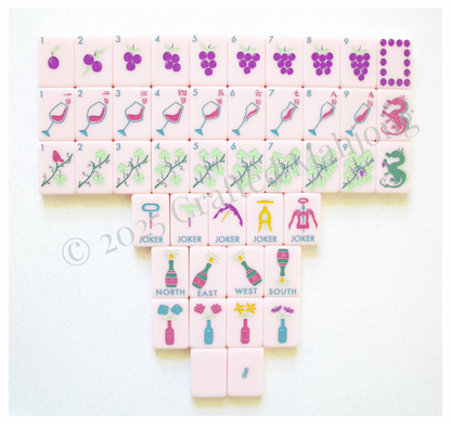 The Wine Collection in Rosé | Designer American Mahjong Set