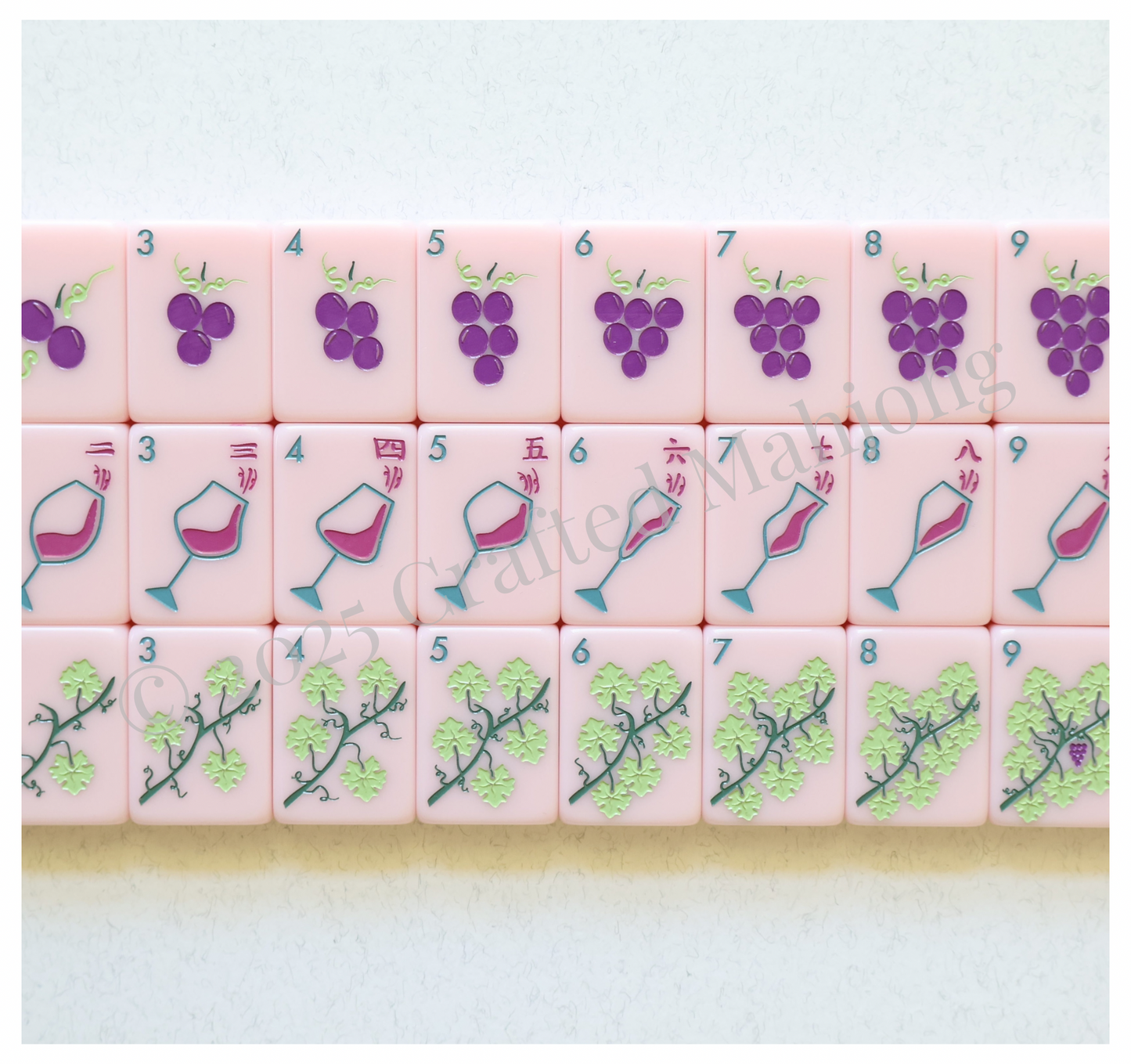The Wine Collection in Rosé | Designer American Mahjong Set
