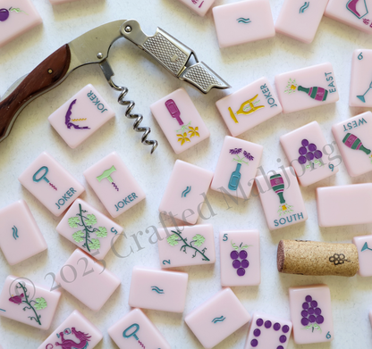 The Wine Collection in Rosé | Designer American Mahjong Set