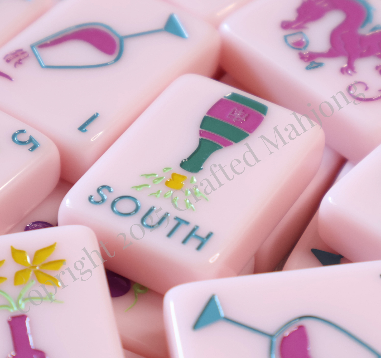 The Wine Collection in Rosé | Designer American Mahjong Set